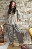 Rustic Nature Linen Blend Barrel Pant Washed Walnut